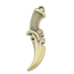 Antique Bronze Alloy Pendants, Knife Shape, Antique Bronze, 54.5x19.5x4.5mm, Hole: 2.5x3mm