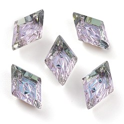 Светло-витражный Подвески из тисненого стекла со стразами, ромб, граненые, витражный свет, 13x8x4.2 мм, отверстие : 1.2 мм