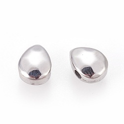 Нержавеющая Сталь Цвет Устойчивы к потускнению 304 бусины из нержавеющей стали, слеза, ручная полировка, цвет нержавеющей стали, 8.5x6.5x4 мм, отверстие : 1.2 мм