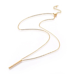 Золотой 304 из нержавеющей стали кубического циркония кулон ожерелья, бар / палка, золотые, 17.7 дюйм (45 см)