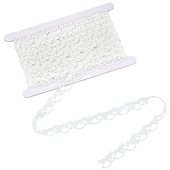 Белый 1 кружевная отделка из рулонного полиэстера, волна лента, аксессуары для одежды, с картонной карточкой, белые, 3/4 дюйм (18 мм), около 15.00 ярдов (13.72 м) / комплект