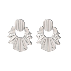 Platinum Rack Plating Brass Dangle Stud Earrings, Twist Teardrop, Platinum, 33.5x24.5mm