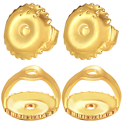 Настоящее золото 18K 30 шт. Латунные гайки для ушей, спинки для серьги, реальный 18 k позолоченный, 5x4 мм, отверстие : 0.7 мм