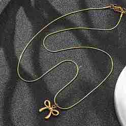 Настоящее золото 18K Вакуумное покрытие pvd 304 подвеска-бантик из нержавеющей стали, круглые ожерелья в виде змеи для женщин, реальный 18 k позолоченный, 17.72 дюйм (45 см)