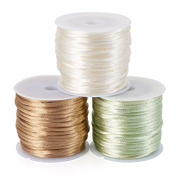 Couleur Mélangete 3 rouleaux 3 couleurs cordons en nylon satin queue de rat, fils de perles pour la fabrication de bracelets et de bijoux, nœud chinois, macramé, couleur mixte, 2mm, environ 10.93 yards (10m)/rouleau, 1 rouleau / couleur