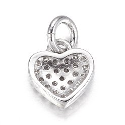 Mixed Color Brass Micro Pave Cubic Zirconia Charms, Heart, Mixed Color, 9x8x2mm, Hole: 3mm