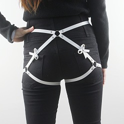 Белый Поясные цепочки из сплава и искусственной кожи с бантом, платина, белые, 700~980 мм