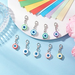 Платина Кулон из полимерной глины ручной работы, Сплав с застежками когтя омара, плоские круглые с сглаза, платина, 30 мм