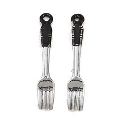 Посуда Подвески из эмали и сплава, платина, вилка, 30.5x5x2.5 мм, отверстие : 1.6 мм