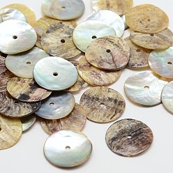 Светло-коричневый Плоские круглые бусины, перламутровые бусы, загар, 15x1 мм, отверстие : 1 мм, около 2880 шт / упаковка