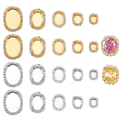 Platinum & Golden 40Pcs 10 Styles Brass Cabochon Connector Setting, Multi-Strand Links, with Glass Crystal Rhinestone, Oval, Platinum & Golden, 10.5~29x9.5~22.5x4~9mm, Hole: 1mm, Tray: 7~23x5~16mm, 4pcs/style