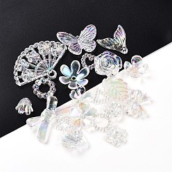 Прозрачный АВ Прозрачные акриловые бусины, с покрытием AB цвета, разнообразные, ясно AB, 8~29x9~42.5x2~9 мм, отверстие : 1.4~2.8 мм, Около 909 шт / 500 г