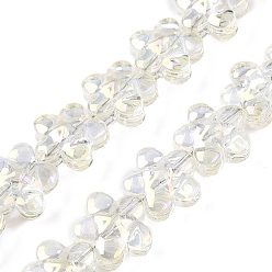 Светло-желтый Стеклянные бусины с гальваническим покрытием , цветок, светло-желтый, 12x12.5x7 мм, отверстие : 1 мм, около 54~55 шт / нитка, 24.57~24.96 дюйм (62.4~63.4 см)