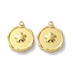 Цветок Ионное покрытие (ip) 304 подвески из нержавеющей стали, плоский круглый шарм, реальный 18 k позолоченный, цветок, 15.5x12.5x2.5 мм, отверстие : 1.6 мм