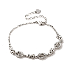 Platinum Brass with Rhinestone Chain Bangle Making, Tray Bangle, Eye, Platinum, 6-3/4 inch(17.2cm)