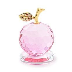 Pink Украшения из хрустального стекла, с листом из горного хрусталя из сплава золотистого тона случайного цвета, для украшения стола, окрашенная и подогревом, яблоко, розовые, 50x75 мм