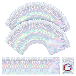 Серебро 500шт. лазерные полиэтиленовые пакеты с застежкой-молнией, многоразовые упаковочные пакеты, пакеты с самоуплотнением, прямоугольные, серебряные, 14.9x11.5x0.01 см