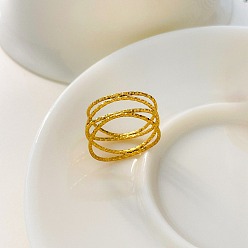 Twist 304 Stainless Steel Finger Rings, Golden, Twist, US Size 7(17.3mm)