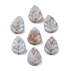 Светлый Стально-синий Чешские прессованные стеклянные бусины, лист, светло-стальной синий, 10.5x8.5x3.5 мм, отверстие : 0.8 мм, около 520 шт / упаковка