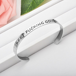 Нержавеющая Сталь Цвет Вдохновляющие браслеты-манжеты из нержавеющей стали для мужчин и женщин, слово, цвет нержавеющей стали, внутренний диаметр: 2-3/8 дюйм (6 см)