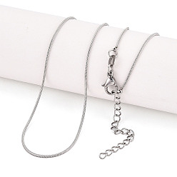 Нержавеющая Сталь Цвет 1мм 304 ожерелья из круглой цепочки-змейки из нержавеющей стали, не тускнеет, цвет нержавеющей стали, 18.90 дюйм (48 см)
