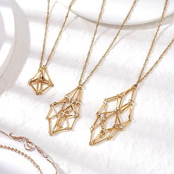 Золотой 3 шт. 3 стили 304 нержавеющая сталь кубовидная звеньевая цепь макраме мешочек пустой держатель камня изготовление ожерелья, золотые, 17.76~29.61 дюйм (45.1~75.2 см), 1 шт / стиль