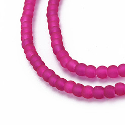 Medium Violet Red Transparent Glass Bead Strands, Frosted, Round, Medium Violet Red, 4mm, Hole: 1.1~1.6mm, about 200pcs/strand, 31.4 inch