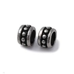 Античное Серебро 304 из нержавеющей стали европейские шарики, бусины с большим отверстием, колонка, античное серебро, 7x4.5 мм, отверстие : 4.5 мм