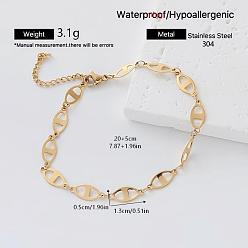 Oval Elegant 304 Stainless Steel Link Chain Bracelets for Women, Golden, Oval, 7.87 inch(20cm)