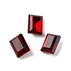 Сиамский Стеклянные стразы кабошоны, задние и задние, граненые, прямоугольные, Сиам, 8x6x4 мм