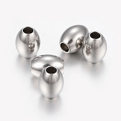 Stainless Steel Color 201 Stainless Steel Beads, Oval, Stainless Steel Color, 5x6.5mm, Hole: 2mm