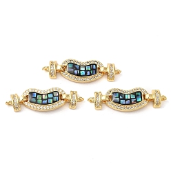 Черный Латунь с покрытием из латуни микро проложить прозрачный кубический цирконий подвески в форме сердца, с эмалью и ракушкой, реальный 18 k позолоченный, долговечный, без свинца и без кадмия, чёрные, 10x31x4 мм, отверстие : 1.4 мм