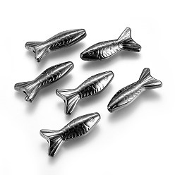 Черный Цвет Металла CCB пластиковые шарики, рыба, металлический черный , 29.5x14x6 мм, отверстие : 2 мм