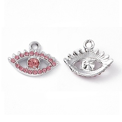 Бургундия Подвески из сплава и страза, очарование глаз, платина, Бургундия, 13.5x17.5x3.5 мм, отверстие : 1.8 мм