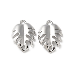 Платина Латунные подвески, лист прелести, без свинца и без кадмия, долговечный, платина, 14.5x10x2 мм, отверстие : 1.4 мм