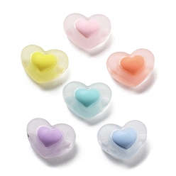 (52) Непрозрачная лаванда Матовые прозрачные акриловые бусины, бусина в бусине, сердце, разноцветные, 13x17x10 мм, отверстие : 3 мм, Около 446 шт / 500 г