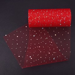 Dark Red Glitter Sequin Deco Mesh Ribbons, Tulle Fabric, Tulle Roll Spool Fabric For Skirt Making, Dark Red, 6 inch(15cm), about 25yards/roll(22.86m/roll)