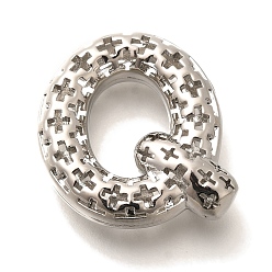 Letter Q Латунные подвески, подвески с полыми буквами, стойки покрытие, долговечный, без кадмия и без свинца, Буква Q, 22.5x22.5x8 мм, отверстие : 5x2.7 мм