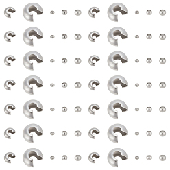 Нержавеющая Сталь Цвет 304 обжимные бусины из нержавеющей стали, цвет нержавеющей стали, 2~10.5x2~9x1.5~6 мм, 200 шт / коробка