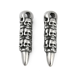 Античное Серебро 316 хирургические подвески из нержавеющей стали, талисман в виде черепа-меча, античное серебро, 26x6.5x6 мм, отверстие : 2.2 мм
