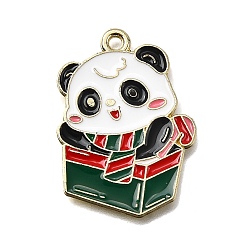 Box Подвески из эмали и сплава, золотые, Рождественская серия, панда, подарочная коробка, 25x19x1 мм, отверстие : 1.6 мм