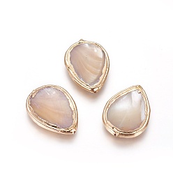 Золотой Стеклянные бусы, край позолоченный, слеза, золотые, 29x20.5~21x4.5~5 мм, отверстие : 0.7~0.8 мм