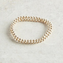 Белый 3 Набор эластичных браслетов из CCB и стеклянного бисера для женщин, круглый и колонки, белые, 6.50 дюйм (16.5 см)