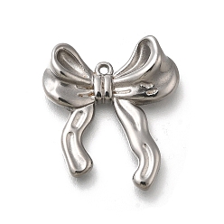 Нержавеющая Сталь Цвет 304 подвески из нержавеющей стали, очарование бантом, анти-тускнение, цвет нержавеющей стали, 24.5x21.5x5 мм, отверстие : 1.2 мм