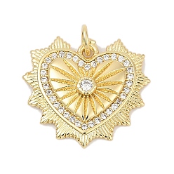 Настоящее золото 18K Латунные микро проложить кубического циркония подвески, сердце прелести, стойки покрытие, без кадмия и без свинца, долговечный, реальный 18 k позолоченный, 18x19.5x3 мм, отверстие : 3.5 мм