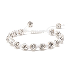 Crystal Sparkling Ball Rhinestone Braided Bead Bracelet for Women, Crystal, Inner Diameter: 2~3 1/8 inch(5.2~8cm)