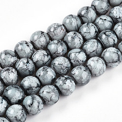 Светлый Стально-синий Выпечки нарисованных стеклянных бусин прядей, круглые, светло-стальной синий, 10~10.5 мм, отверстие : 1.4 мм, около 79~84 шт / нитка, 30.31~31.89 дюйм (77~81 см)