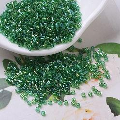 (DBS0152) Transparent Green AB MIYUKI Delica Beads Small, Cylinder, Japanese Seed Beads, 15/0, (DBS0152) Transparent Green AB, 1.1x1.3mm, Hole: 0.7mm, about 35000pcs/bag, 100g/bag