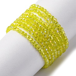 Желтый Прозрачные стеклянные бусины гальваническим пряди, круглые бусины нити граненые, желтые, 2 мм, отверстие : 0.6 мм, около 194~195 шт / нитка, 14.17~14.49'' (36~36.8 см)
