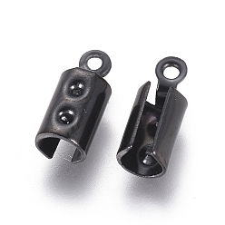 Electrophoresis Black 304 конец нержавеющей стали шнур, Складывающиеся обжимные концы, загибаем концы шнура, ионное покрытие (ip), электрофорез черный, 10x4 мм, отверстие : 1 мм, внутренний диаметр: 3.5 мм